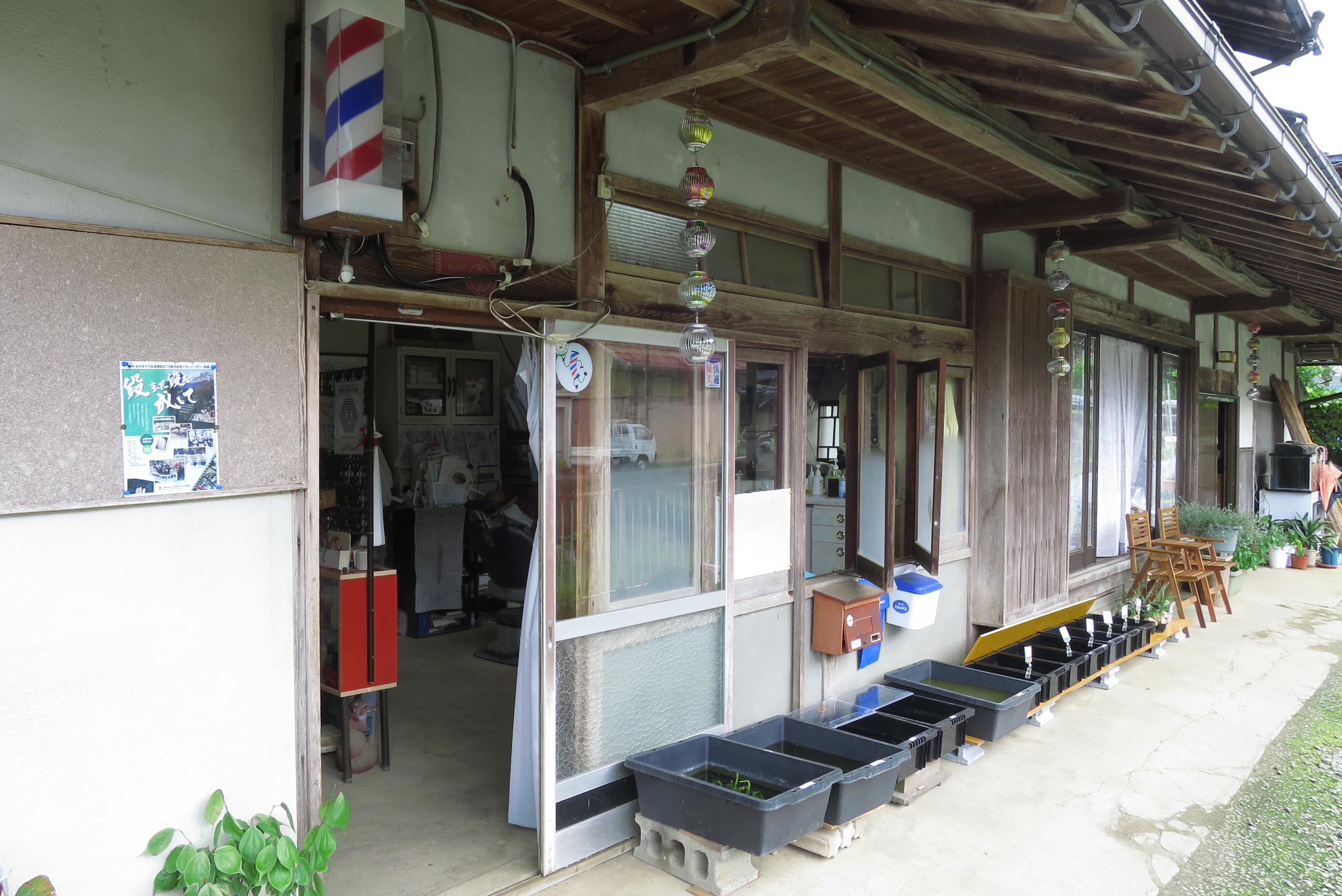 お隣さんの家ではメダカを飼育・販売をしながら理容室も!