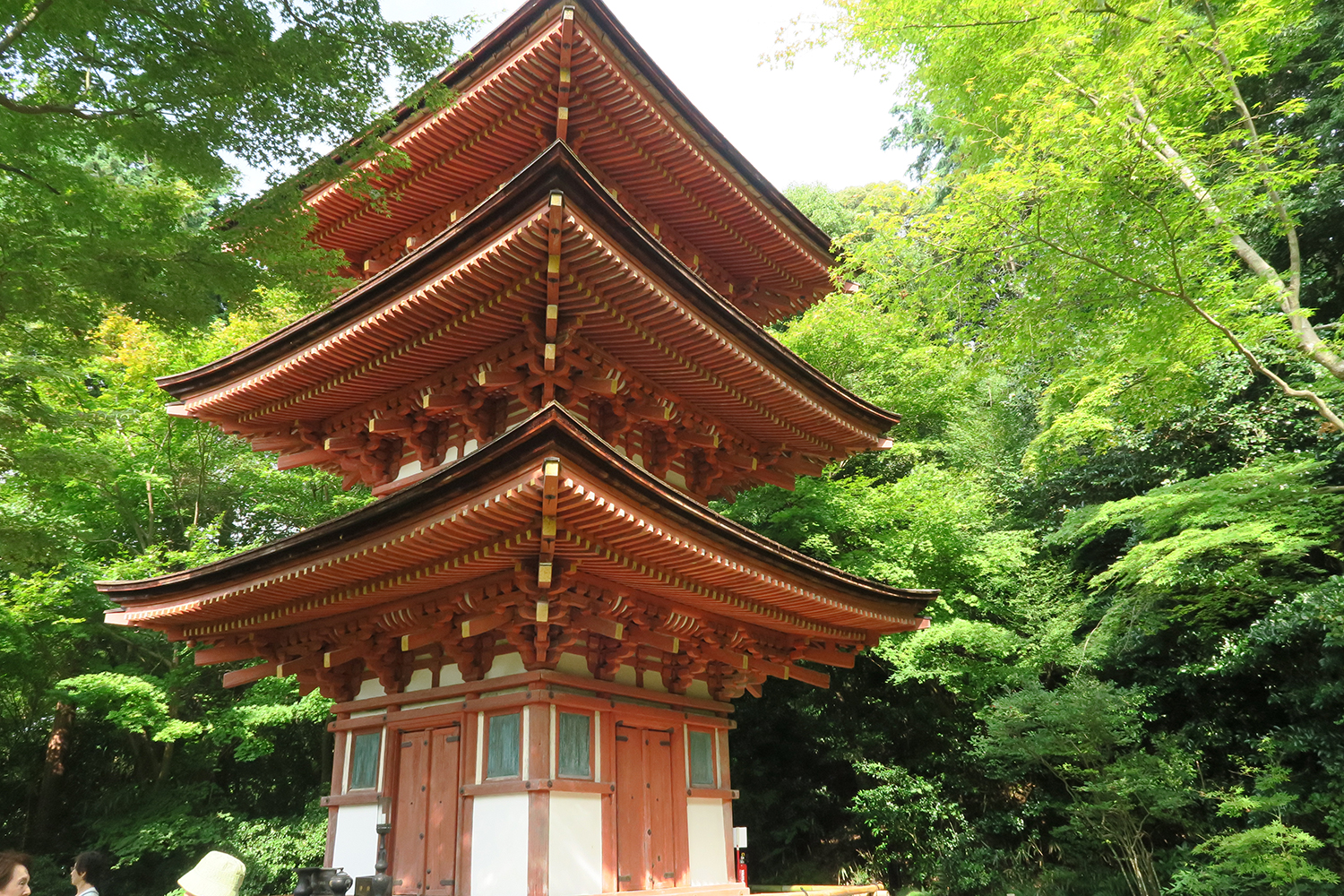 高さ16mの三重塔。京都一条大宮にあった寺院の塔を解体移設したそうですが、寺院名も不明とのこと。